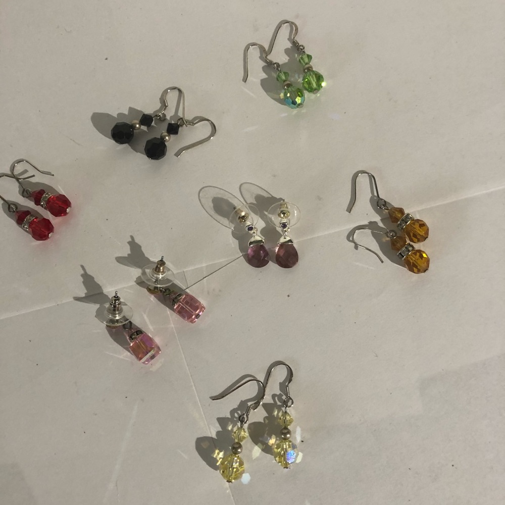 7 Pair Swarovski Crystal Drop Earrings